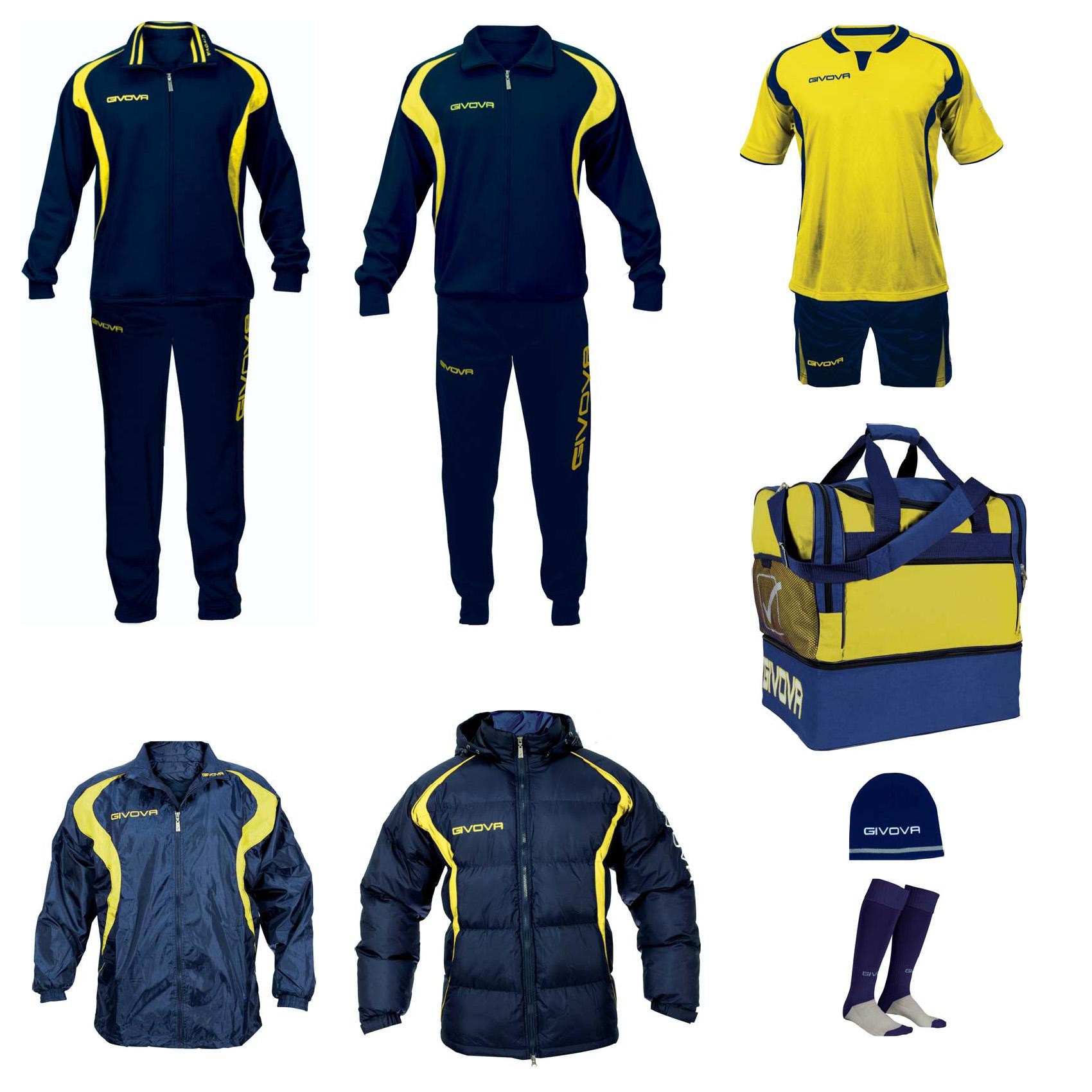 Set Complet Echipament Fotbal Givova Albastru Galben