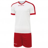 Echipament fotbal KIT REVOLUTION GIVOVA, ALB/ROSU, marime 2XS - EOL