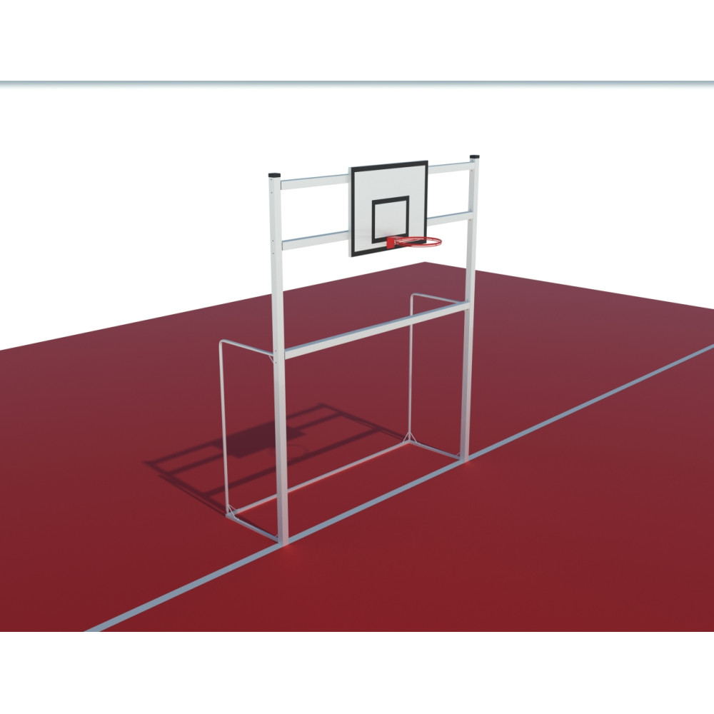 Poarta de fotbal 3x2m din aluminiu, cu consola baschet-0