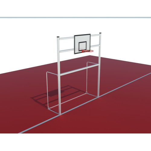 Poarta de fotbal 3x2m din aluminiu, cu consola baschet-0
