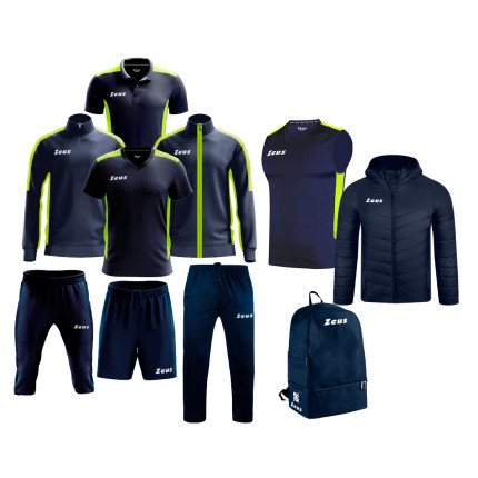 Echipament complet fotbal Box Start Bleumarin/Galben Fluo, ZEUS-0