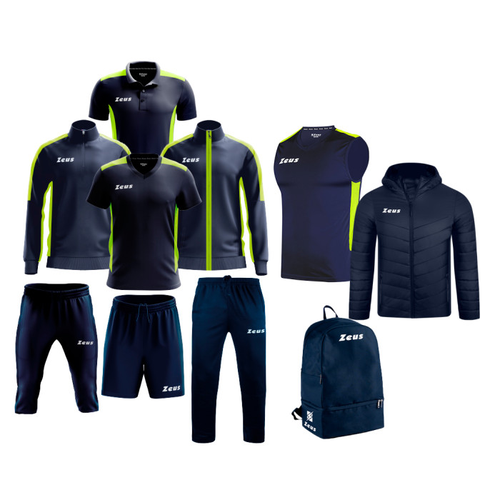 Echipament complet fotbal Box Start Bleumarin/Galben Fluo, ZEUS-0