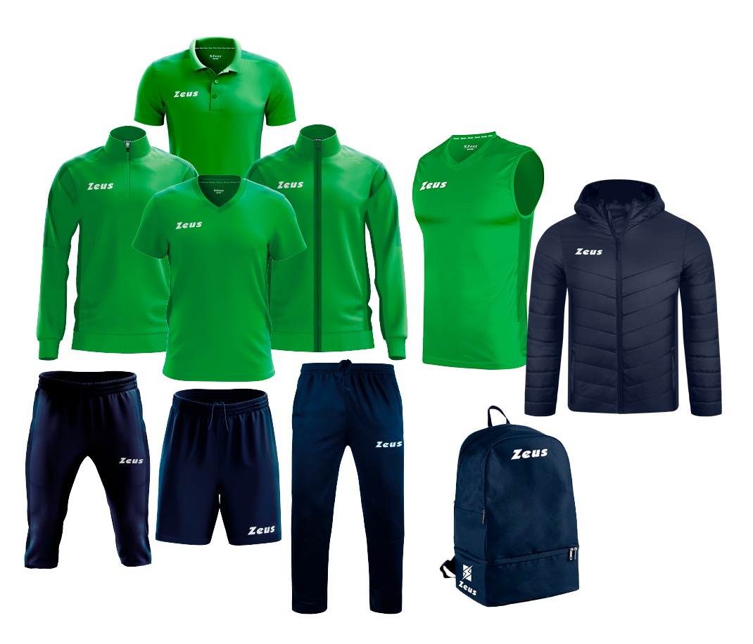 Echipament complet fotbal Box Start Verde/Bleumarin, ZEUS-0 Echipament complet fotbal Box Start Verde/Bleumarin, ZEUS-0