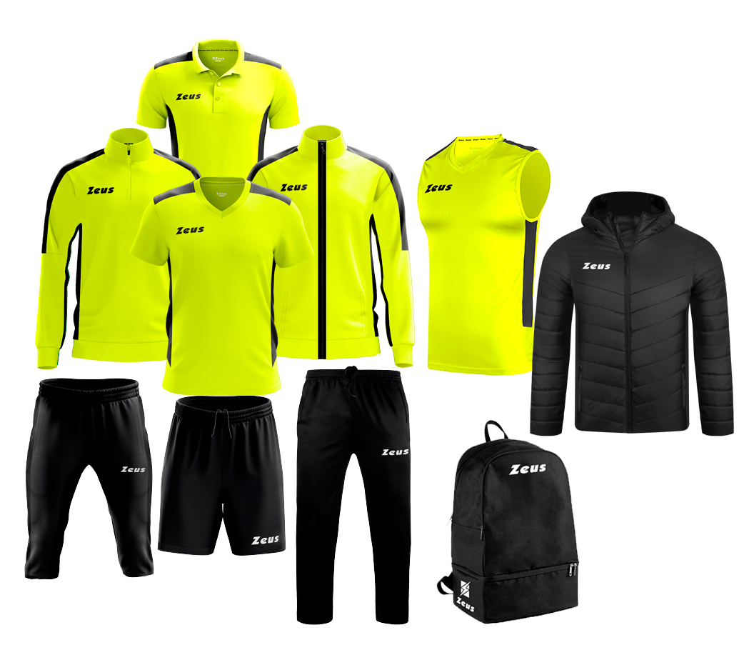 Echipament complet fotbal Box Start Line Galben Fluo/Negru, ZEUS-0 Echipament complet fotbal Box Start Line Galben Fluo/Negru, ZEUS-0