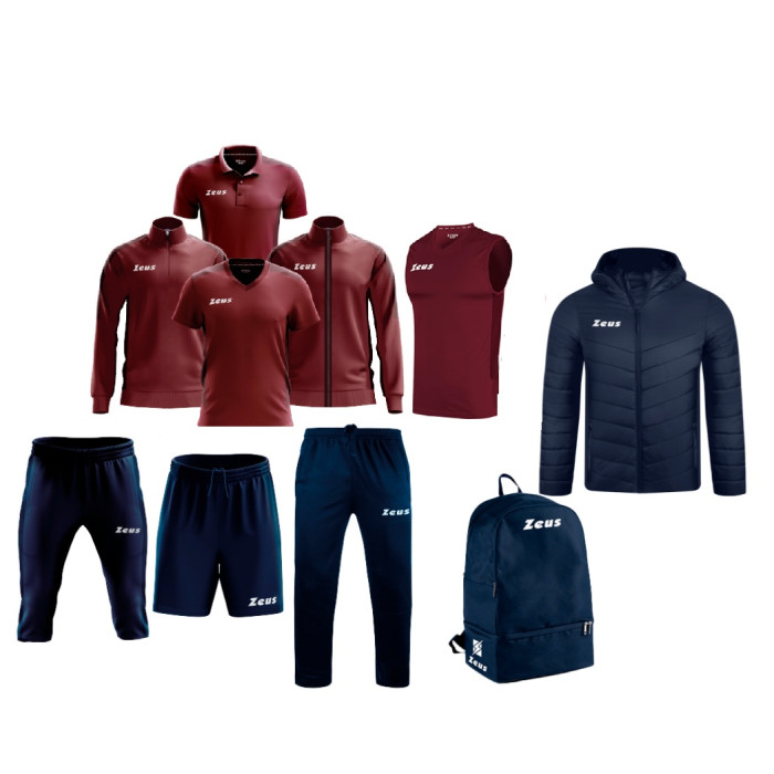 Echipament complet fotbal Box Start Burgundy/Bleumarin, ZEUS-0