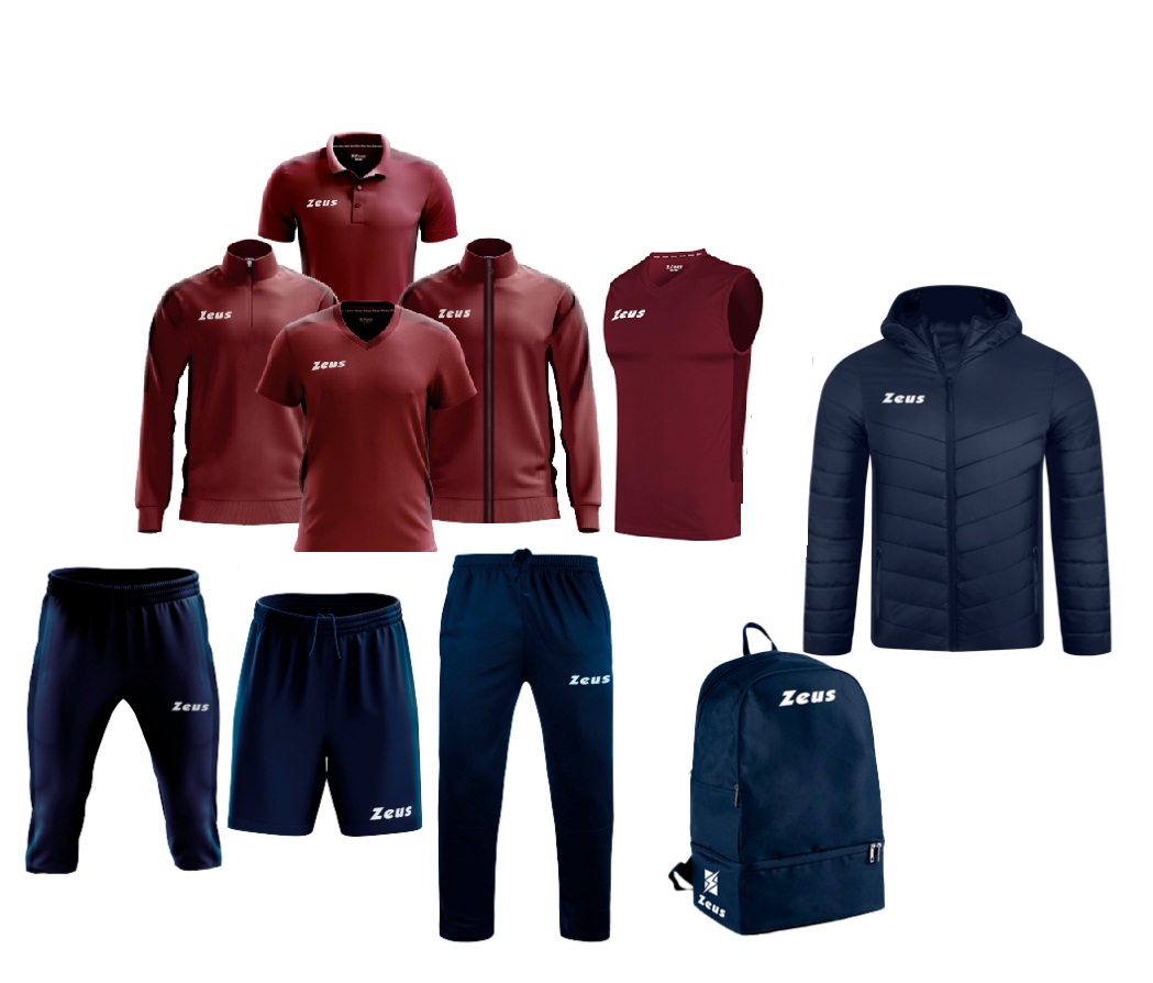 Echipament complet fotbal Box Start Burgundy/Bleumarin, ZEUS-0 Echipament complet fotbal Box Start Burgundy/Bleumarin, ZEUS-0